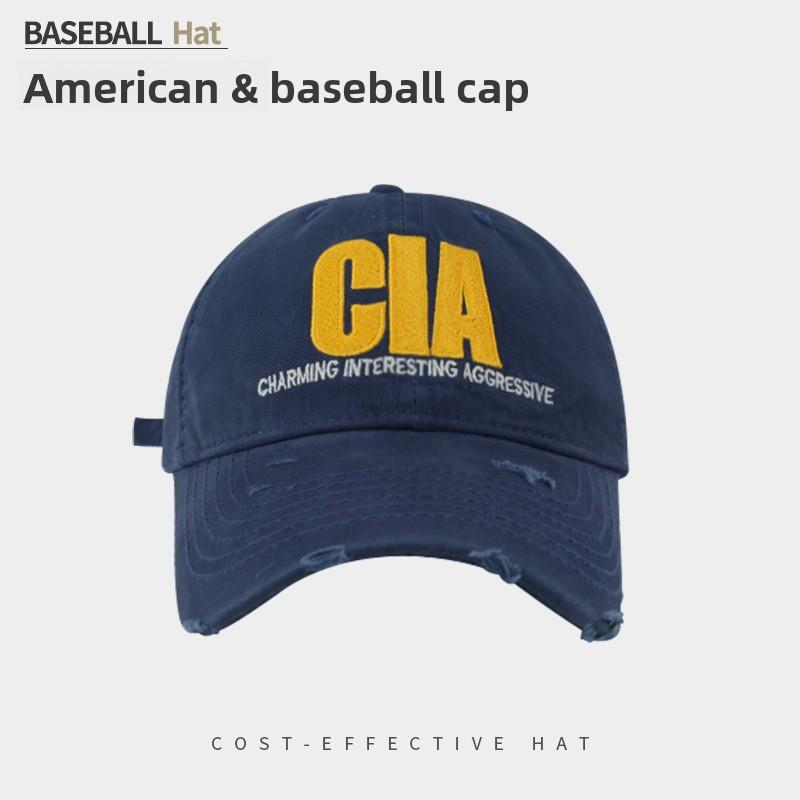 American letter embroidered baseball cap - unisex streetwear distressed ripped oversized duckbill hat adjustable 54-58cm
American letter embroidered baseball cap - unisex streetwear distressed ripped oversized duckbill hat adjustable 54-58cm
