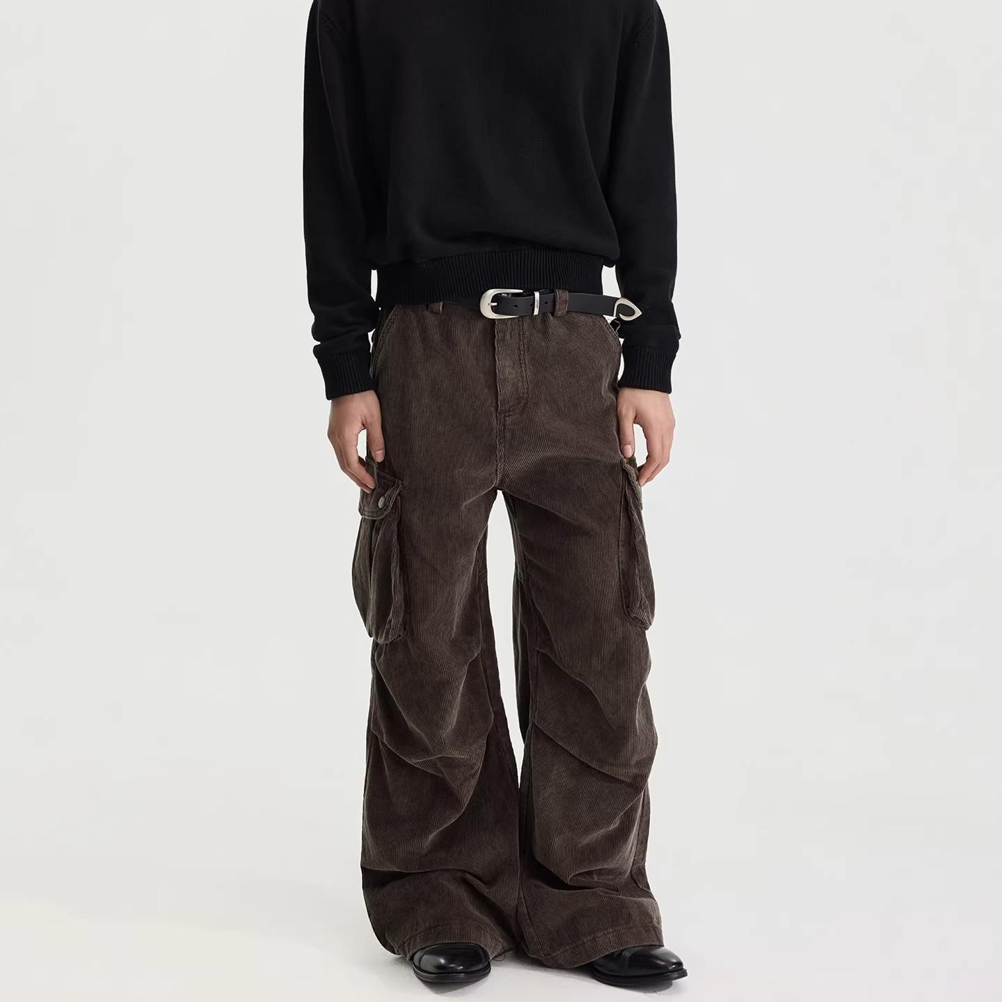 Unisex Retro Slim-Fit Corduroy Work Pants with Multi-Pockets L хакі
Unisex Retro Slim-Fit Corduroy Work Pants with Multi-Pockets L хакі