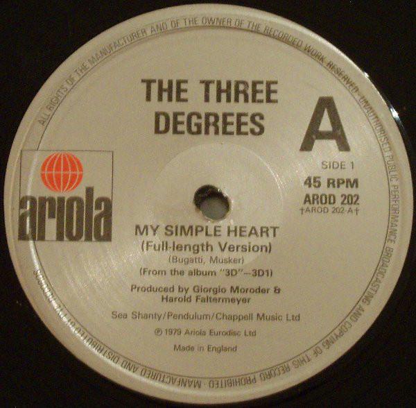 12inch Record THREE DEGREES - My Simple Heart / Hot Summer Night AROD202 Ariola 1979 UK Dance & Electronica Used
12inch Record THREE DEGREES - My Simple Heart / Hot Summer Night AROD202 Ariola 1979 UK Dance & Electronica Used