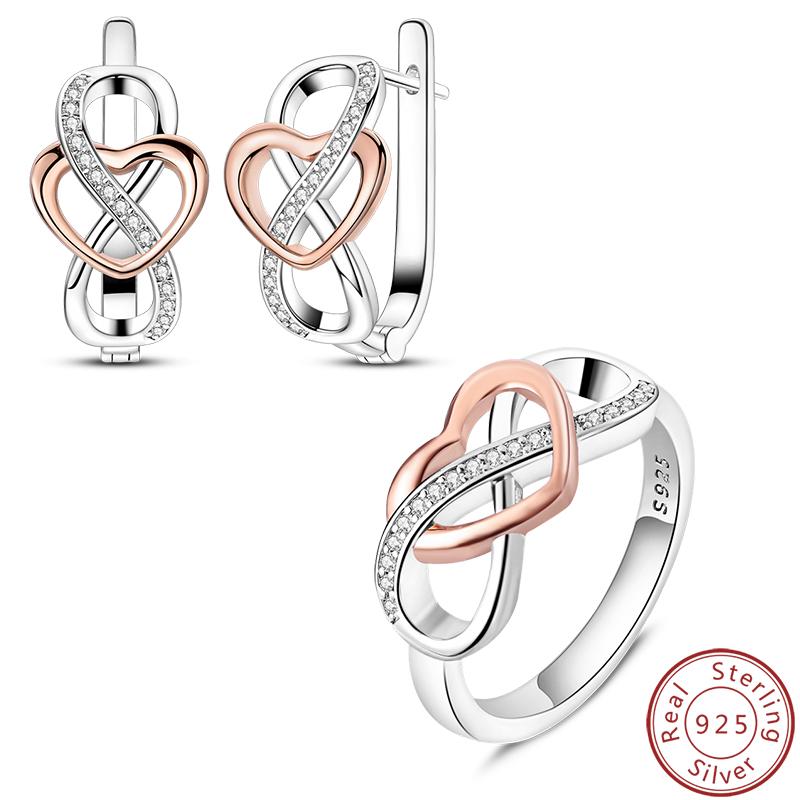 Eternal Love 925 Silver Ring And Earrings Set Ladies Engagement Jewelry Design Wedding Accessories 9
Eternal Love 925 Silver Ring And Earrings Set Ladies Engagement Jewelry Design Wedding Accessories 9