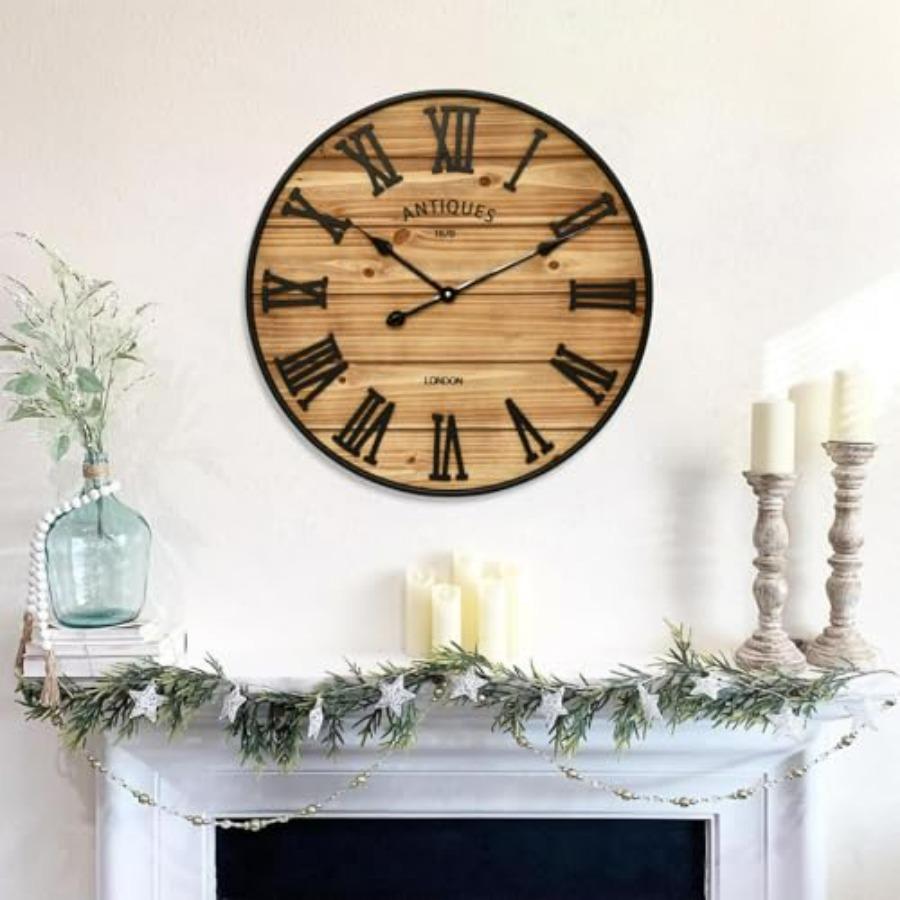 24 Inch Farmhouse Wall Clock - Antique Rustic Wood Finish Silent Battery-Operated Timepiece with Stylish Decor for Home Office коричневый
24 Inch Farmhouse Wall Clock - Antique Rustic Wood Finish Silent Battery-Operated Timepiece with Stylish Decor for Home Office коричневый