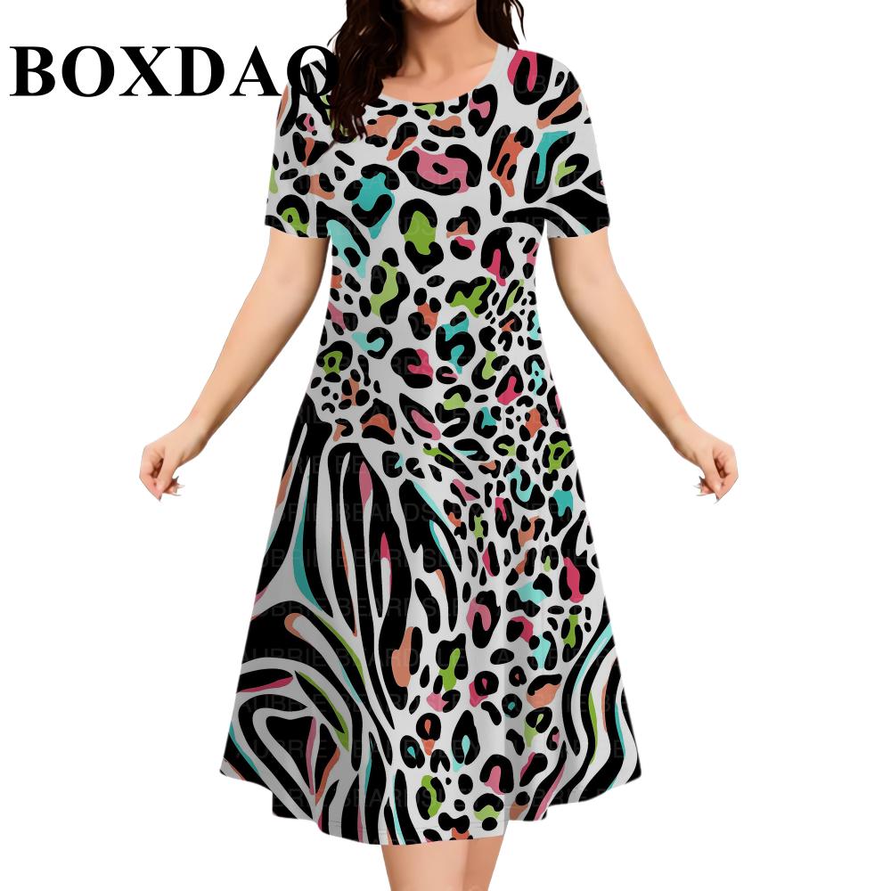 Elegant Fashioin Leopard Print Short Sleeve Dresses For Women 2026 Summer Casual Loose O-Neck A-Line Dress Plus Size Clothes 6XL
Elegant Fashioin Leopard Print Short Sleeve Dresses For Women 2026 Summer Casual Loose O-Neck A-Line Dress Plus Size Clothes 6XL