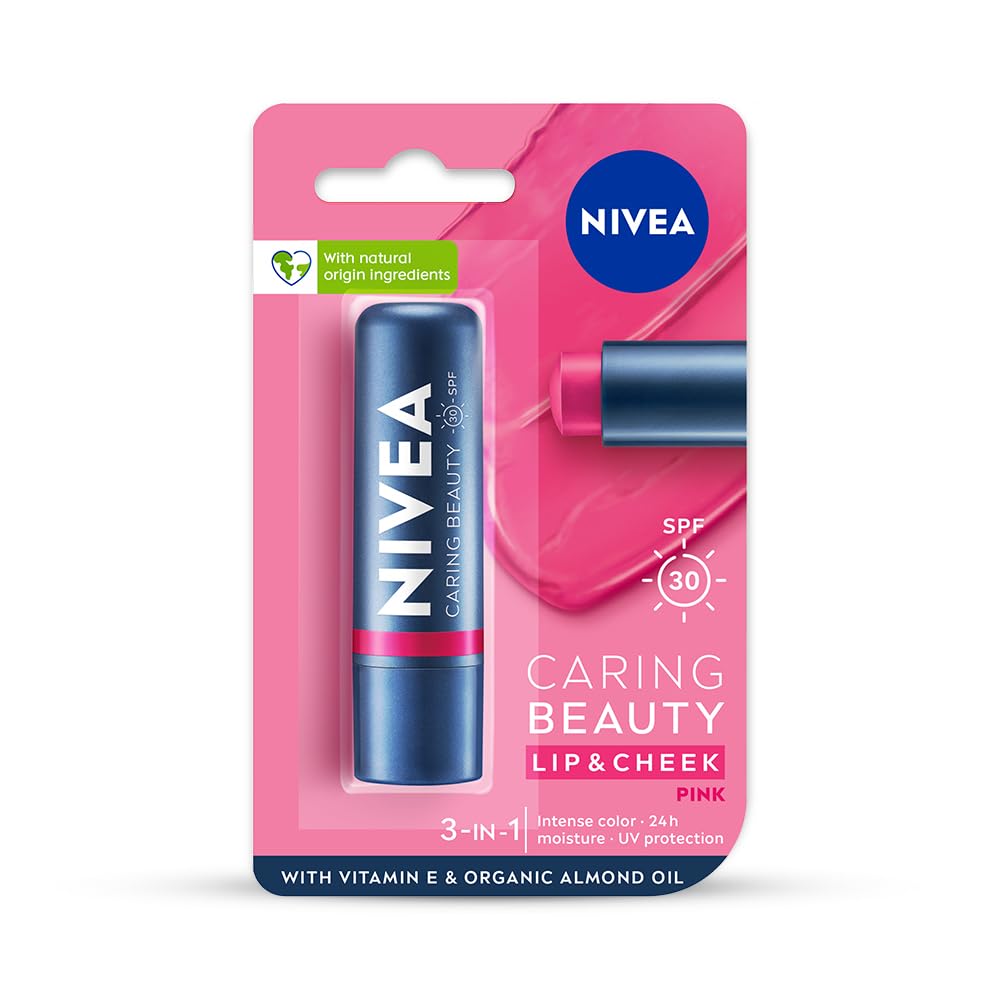 NIVEA Бальзам для губ Caring Beauty Pink с SPF 30 для тинта для губ и щек, глянцевый финиш, длительное увлажнение, стик 4,8 г
NIVEA Бальзам для губ Caring Beauty Pink с SPF 30 для тинта для губ и щек, глянцевый финиш, длительное увлажнение, стик 4,8 г