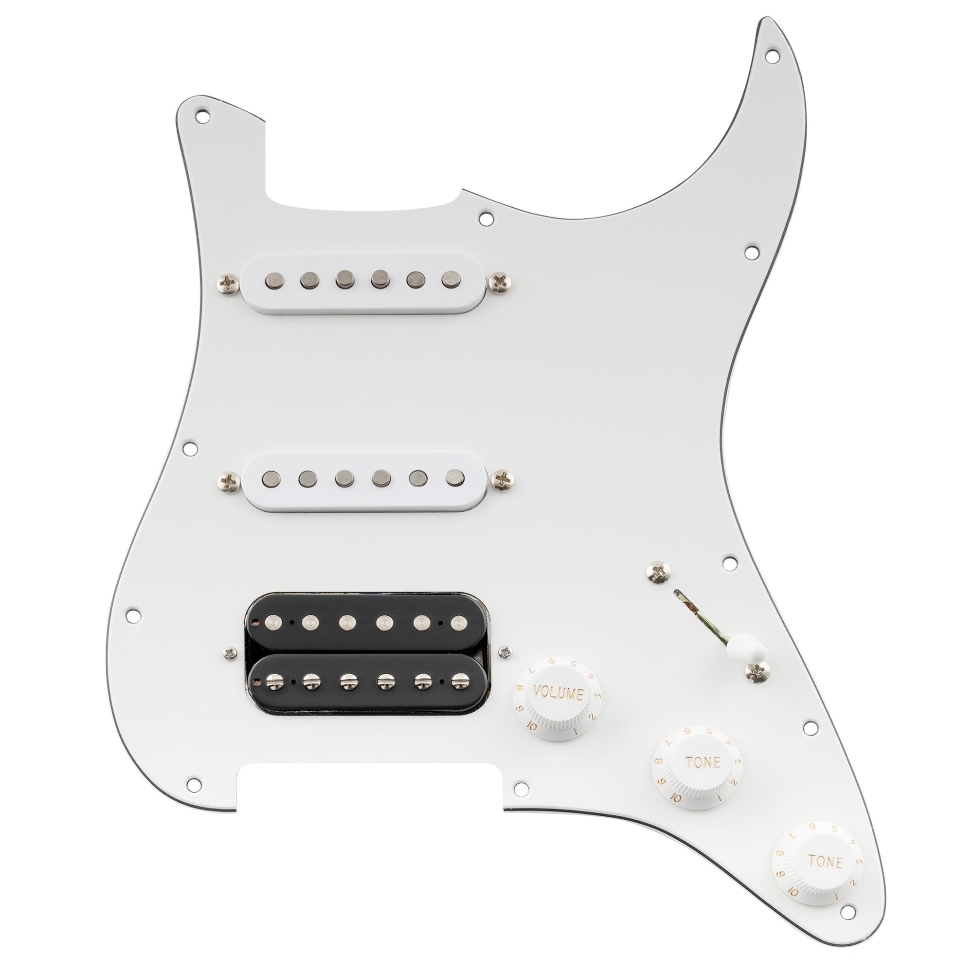 Musiclily Pro SSH Stratocaster Prewired Pickguard for ST Stratocaster Electric Guitar with Artec Alnico 5 Set Pickups, White, 3-Piece
Musiclily Pro SSH Stratocaster Prewired Pickguard for ST Stratocaster Electric Guitar with Artec Alnico 5 Set Pickups, White, 3-Piece