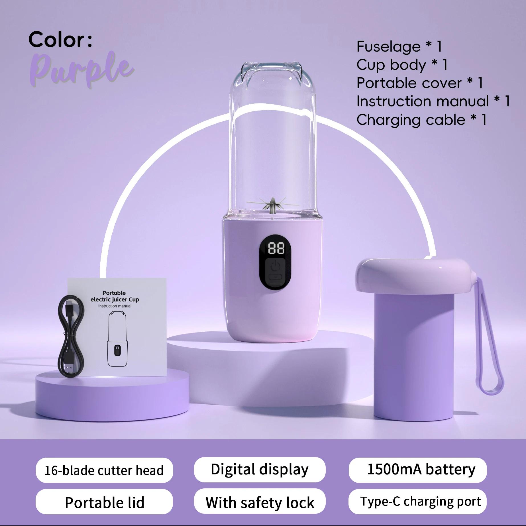 HOMEFISH Blender USB Rechargeable Cordless Mini Mixer for Smoothie Shake Protein Travel Sports Bottle Juicer Cup фіолетовий
HOMEFISH Blender USB Rechargeable Cordless Mini Mixer for Smoothie Shake Protein Travel Sports Bottle Juicer Cup фіолетовий