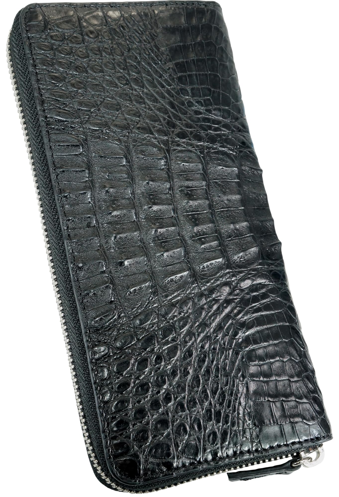 This black crocodile long wallet for men and women is made from a single piece of genuine crocodile leather. It features a round zipper closure, a
This black crocodile long wallet for men and women is made from a single piece of genuine crocodile leather. It features a round zipper closure, a