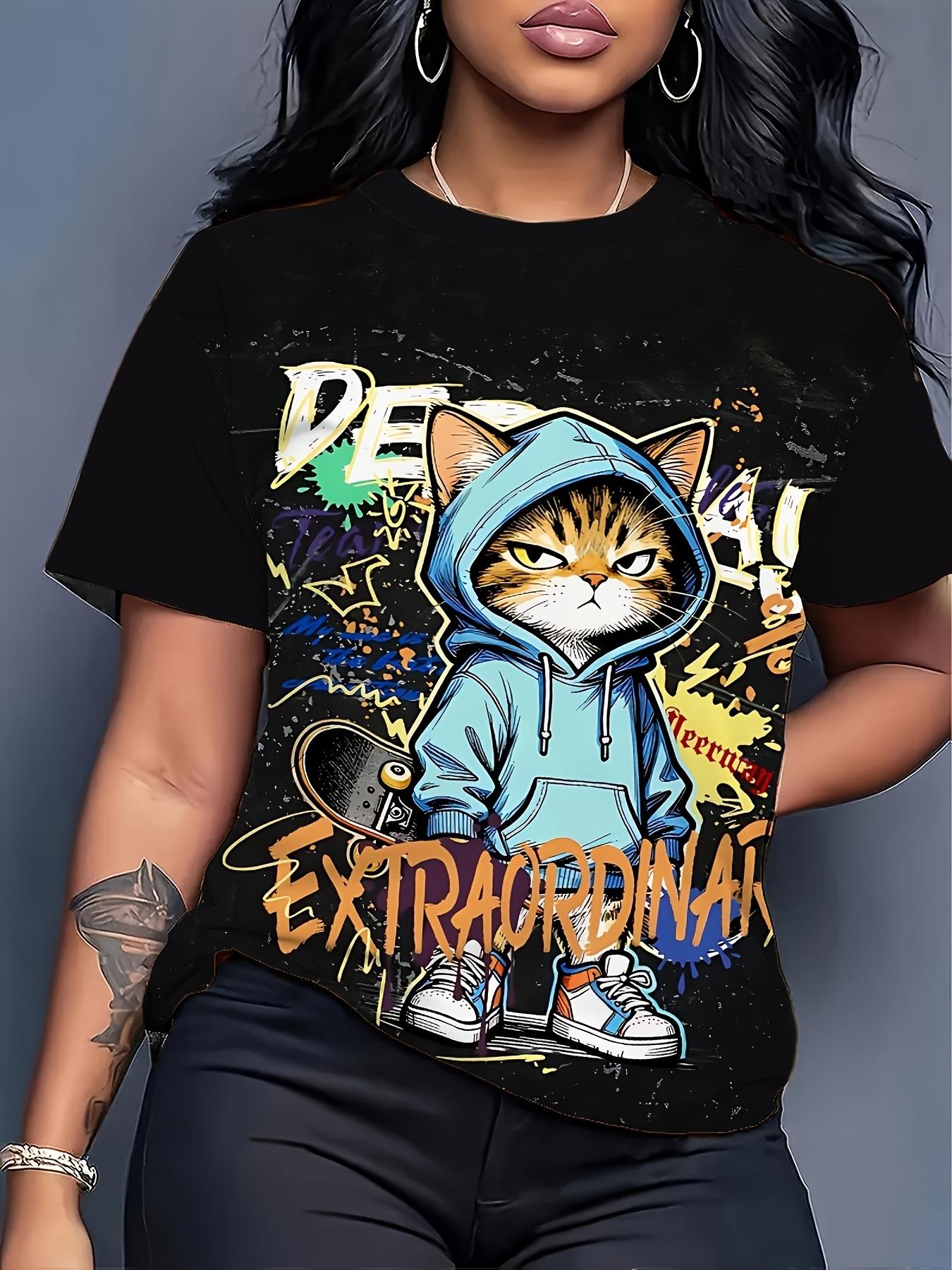 Women s Oversized Graffiti Skateboard Cat T-Shirt - Loose-Fit Summer Crew Neck Top with Skate ; Cat. Suitable for Cat Lovers. Skate Parks. Music Festi L дубильная кора
Women s Oversized Graffiti Skateboard Cat T-Shirt - Loose-Fit Summer Crew Neck Top with Skate ; Cat. Suitable for Cat Lovers. Skate Parks. Music Festi L дубильная кора