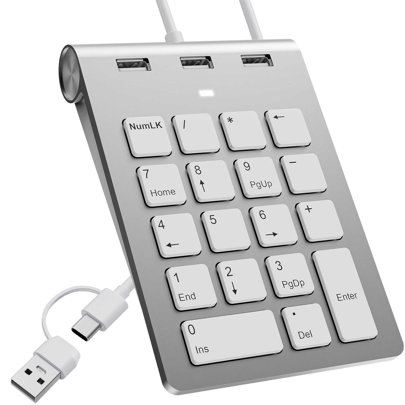 18-Key Slim Wired Numeric Keypad with USB AType-C Ergonomic Mini Keyboard with 3 USB 2.0 Ports, 18 Keys, Office Calculation Keypad, One-Handed Device
18-Key Slim Wired Numeric Keypad with USB AType-C Ergonomic Mini Keyboard with 3 USB 2.0 Ports, 18 Keys, Office Calculation Keypad, One-Handed Device