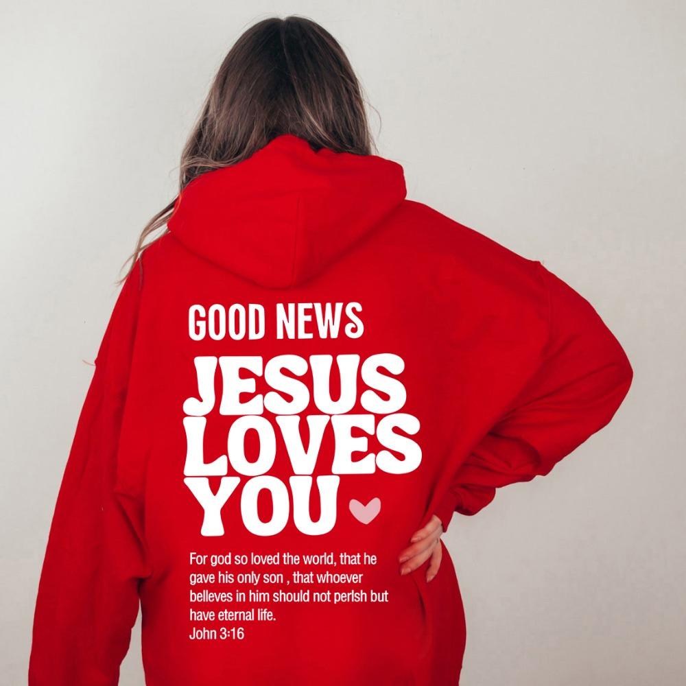 GOOD NEWS JESUS LOVES YOU Hoodie Christian Women Sweatshirt Jesus Hoodie Trendy Hoodie Bible Verse Shirt Unisex Aesthetic Clothes S
GOOD NEWS JESUS LOVES YOU Hoodie Christian Women Sweatshirt Jesus Hoodie Trendy Hoodie Bible Verse Shirt Unisex Aesthetic Clothes S
