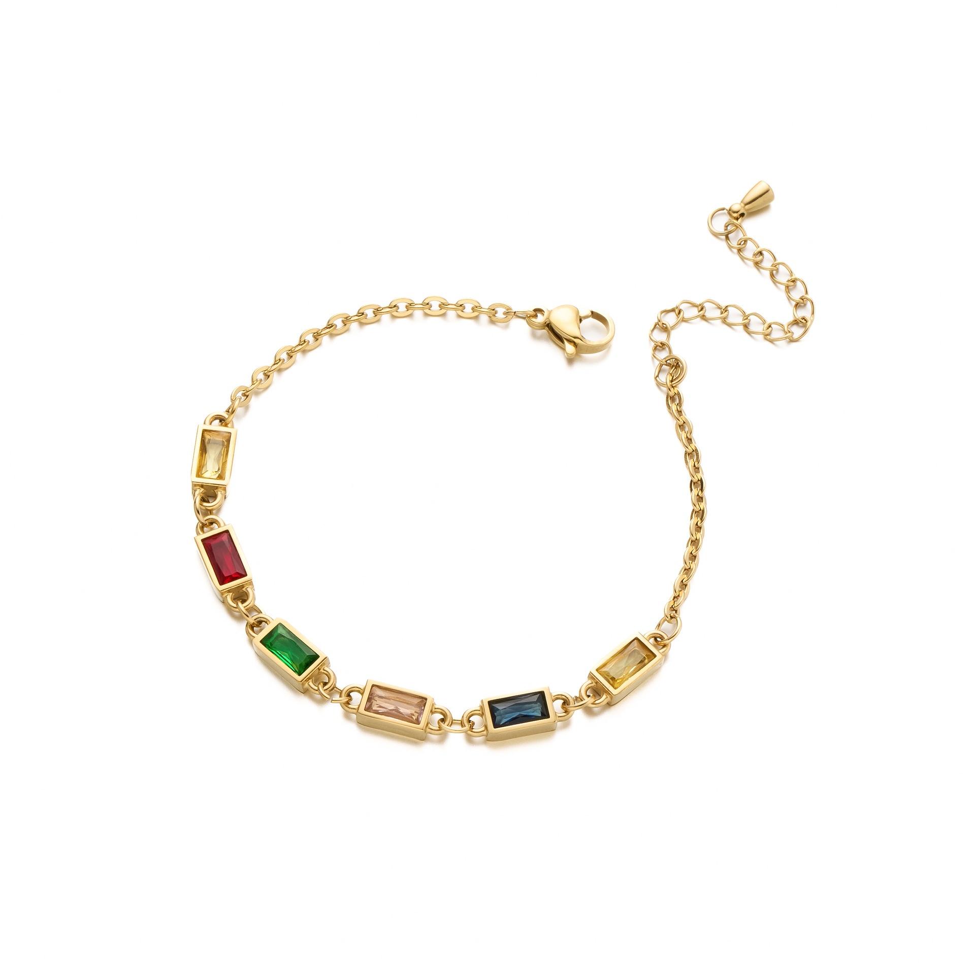Elegant Multicolored Zircon Charm Bracelet Stainless Steel Gold Color Geometric Women Trend Luxury Zircon Gift Wholesale 16-21 cm
Elegant Multicolored Zircon Charm Bracelet Stainless Steel Gold Color Geometric Women Trend Luxury Zircon Gift Wholesale 16-21 cm