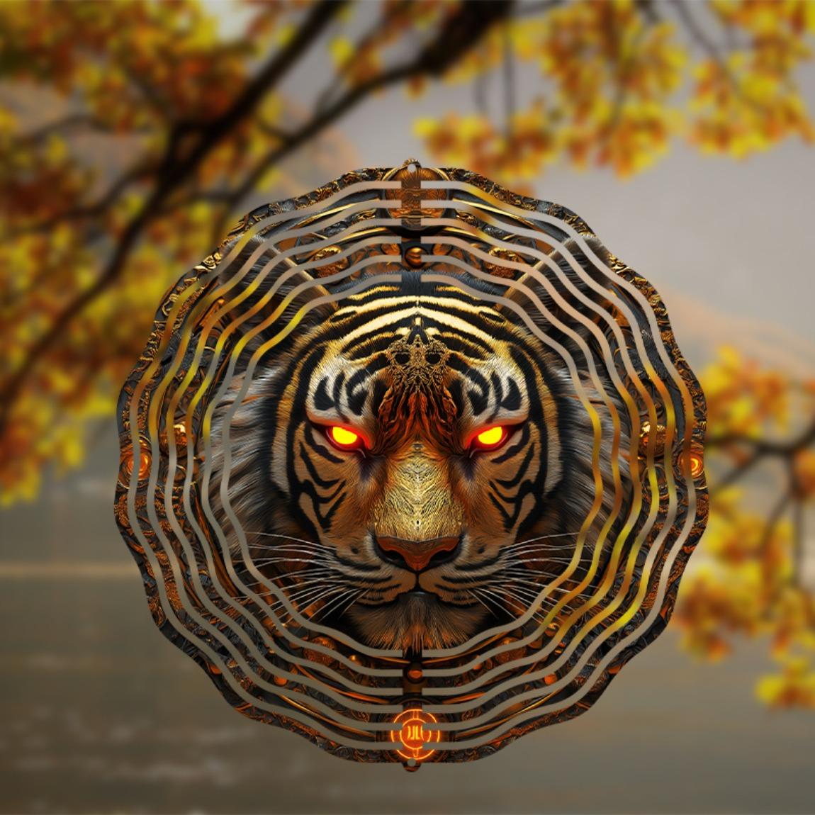 Fierce Tiger Metal Wind Chime with 360 Rotating Hook Vibrant Outdoor Decor for Garden Patio Yard Complex Stripes Glowing Orange Eyes
Fierce Tiger Metal Wind Chime with 360 Rotating Hook Vibrant Outdoor Decor for Garden Patio Yard Complex Stripes Glowing Orange Eyes