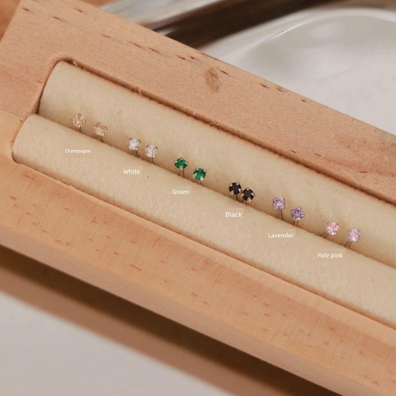 Mini Sterling Silver Versatile Zircon Female Color Earrings Black straight pin
Mini Sterling Silver Versatile Zircon Female Color Earrings Black straight pin