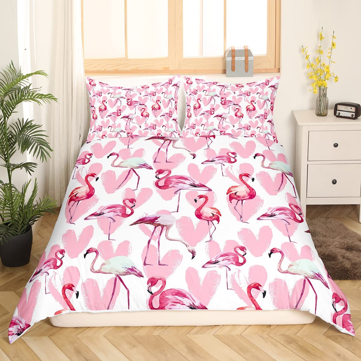 Pink Flamingo Beding Set Palm Leaves Printed Decor Soft Duvet Cover Twin Sized Dimensions Tropical Gren Plants Floral Patern Nature Themed 135*200cm Eu-Single
Pink Flamingo Beding Set Palm Leaves Printed Decor Soft Duvet Cover Twin Sized Dimensions Tropical Gren Plants Floral Patern Nature Themed 135*200cm Eu-Single