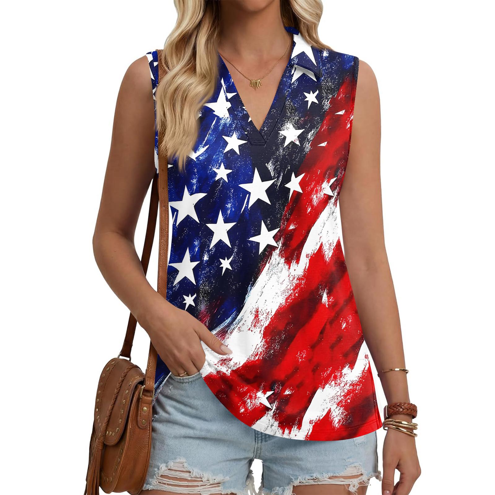 Sleeveless Button Front V Neck Collared Tank Top for Women Casual Independence Day American Flag Print Summer Blouse XL
Sleeveless Button Front V Neck Collared Tank Top for Women Casual Independence Day American Flag Print Summer Blouse XL