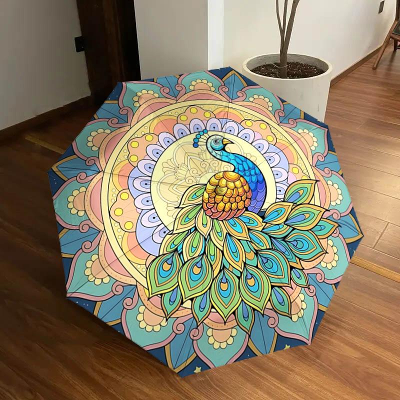 Colorful Peacock Mandala Automatic Opening Folding Umbrella - Portable 3-Fold Design with Iron Frame, Perfect for Outdoor Use, Festive Gifts
Colorful Peacock Mandala Automatic Opening Folding Umbrella - Portable 3-Fold Design with Iron Frame, Perfect for Outdoor Use, Festive Gifts