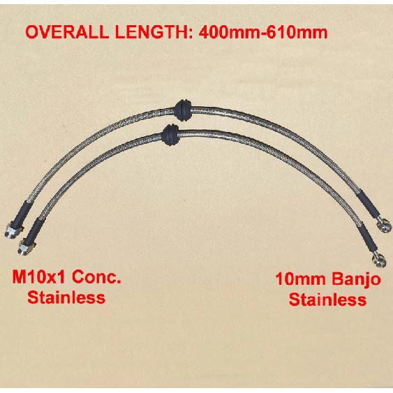 1 Pair Metric M10x1 Conc Swivel Female + 10mm Banjo AN3 Stainless Braided Front Brake Hose Line Tube For Racing Cars ATV UTV Overall L 350mm
1 Pair Metric M10x1 Conc Swivel Female + 10mm Banjo AN3 Stainless Braided Front Brake Hose Line Tube For Racing Cars ATV UTV Overall L 350mm