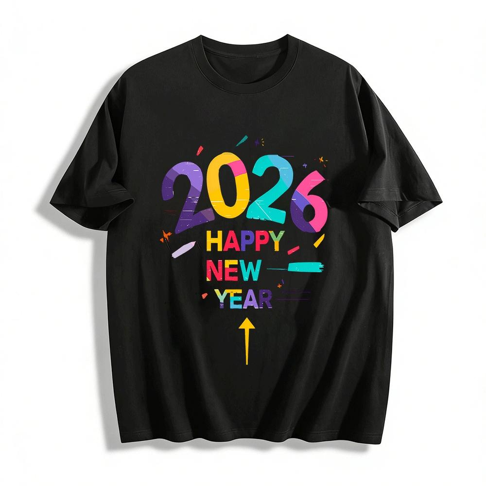 2026 Happy New Year Color Block Print Casual Loose Fit Top Pure cotton T-shirt XXS
2026 Happy New Year Color Block Print Casual Loose Fit Top Pure cotton T-shirt XXS