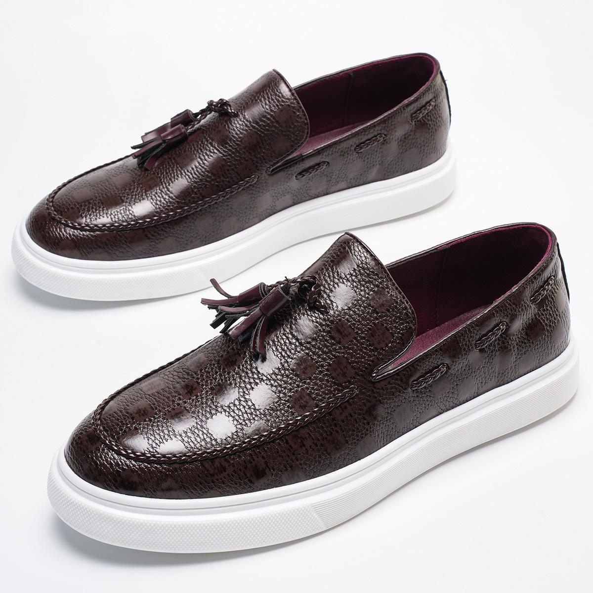 British style one-pedal leather shoes men s business casual board shoes nesting loafers trendy versatile fringed small leather shoes 48 коричневий
British style one-pedal leather shoes men s business casual board shoes nesting loafers trendy versatile fringed small leather shoes 48 коричневий