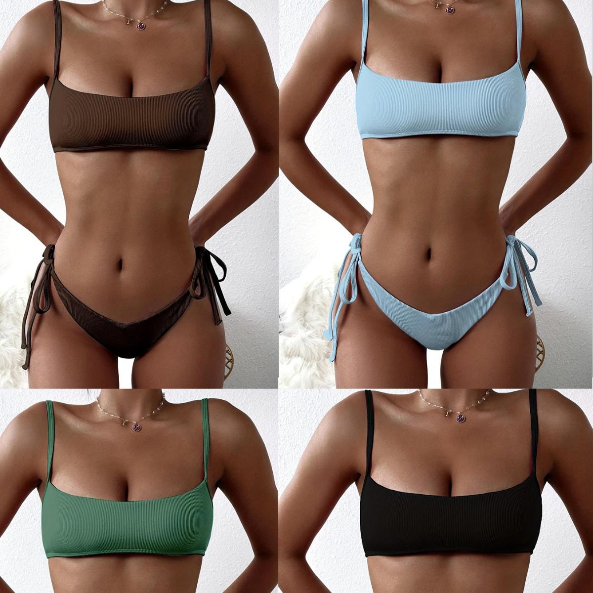 European & American Tie-Up Bikini Set: Sexy Solid Color Ribbed Swimsuit for Women XL чорний
European & American Tie-Up Bikini Set: Sexy Solid Color Ribbed Swimsuit for Women XL чорний