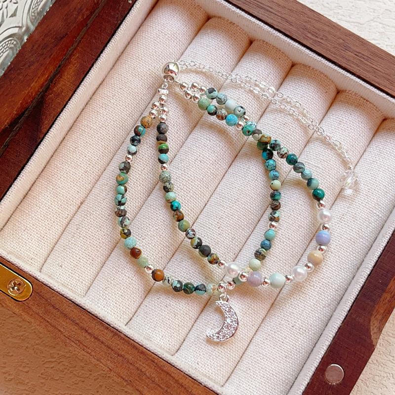 Niche creative ultra-fine natural turquoise rainbow stone Mori double chain pull-out bracelet
Niche creative ultra-fine natural turquoise rainbow stone Mori double chain pull-out bracelet