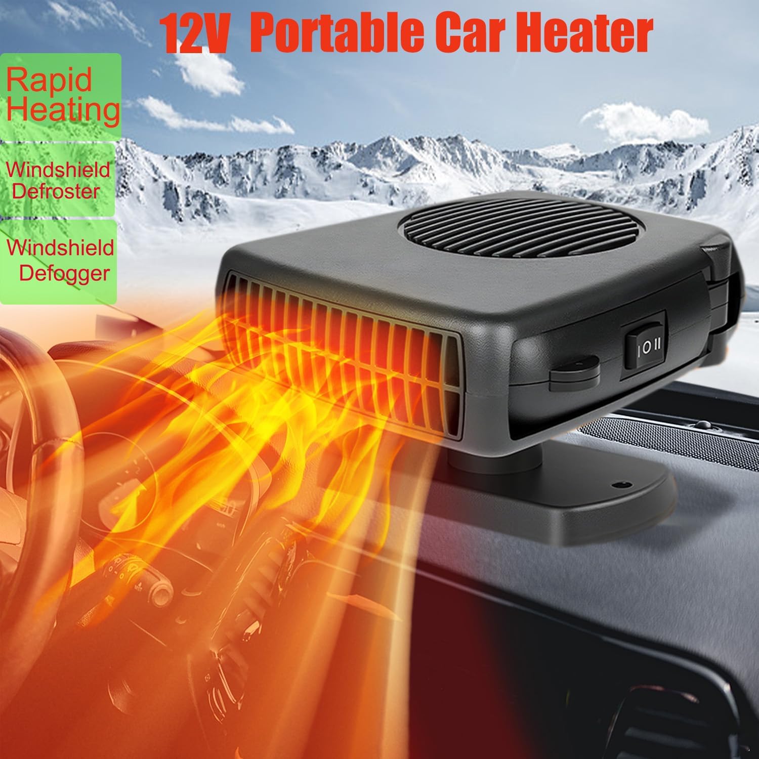 12V 200W Portable Car Heater with 360° Rotation, Dual Heating & Cooling Fan for Vehicle Windshield Defroster United States
12V 200W Portable Car Heater with 360° Rotation, Dual Heating & Cooling Fan for Vehicle Windshield Defroster United States