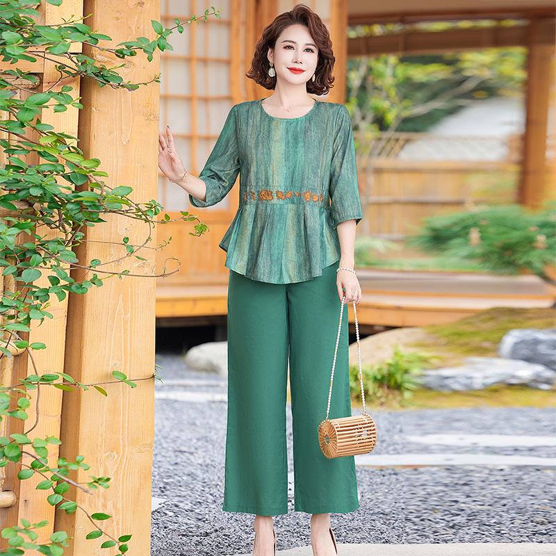 2026 Summer Plus-Size Loose Wide-Leg Pants Two-Piece Suit for Middle-Aged and Elderly Mothers 2XL зелёный
2026 Summer Plus-Size Loose Wide-Leg Pants Two-Piece Suit for Middle-Aged and Elderly Mothers 2XL зелёный