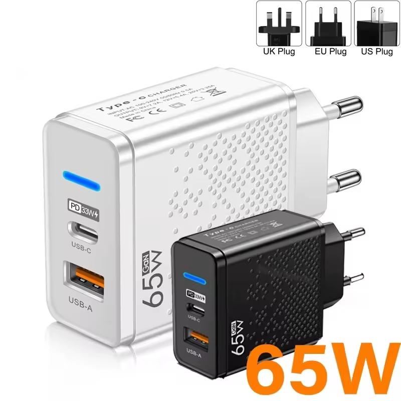 65W GaN Fast Charger PD USB 2 In 1 Charger 2 Ports Fast Charging Travel Charger EU/US/UK Plug For iphone Samsung Huawei Xiaomi Phone EU Plug чёрный
65W GaN Fast Charger PD USB 2 In 1 Charger 2 Ports Fast Charging Travel Charger EU/US/UK Plug For iphone Samsung Huawei Xiaomi Phone EU Plug чёрный