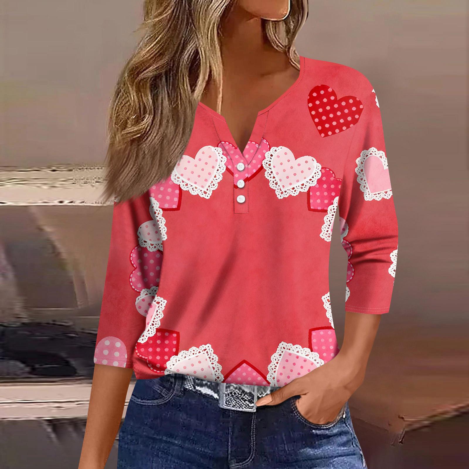 Women s Fashion Button-Up V-Neck Three-Quarter Sleeve Valentine s Day Print Top XXXL червоний
Women s Fashion Button-Up V-Neck Three-Quarter Sleeve Valentine s Day Print Top XXXL червоний