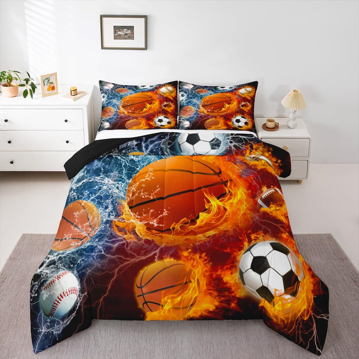 Erosebridal Sports Bedding Set for Boys Twin,Baseball Basketball Comforter Set Soccer Football Bedding Comforter Sets for Kids Teens Men,Red 155x200cm
Erosebridal Sports Bedding Set for Boys Twin,Baseball Basketball Comforter Set Soccer Football Bedding Comforter Sets for Kids Teens Men,Red 155x200cm