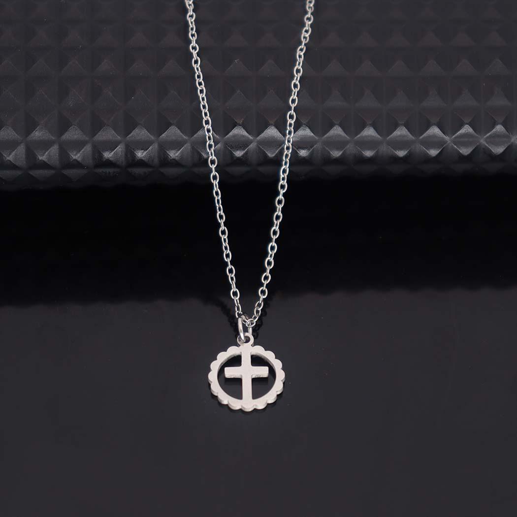 Stainless Steel Round Hollow Cross Pendant Necklace - Simple Clavicle Chain for Women серебряный
Stainless Steel Round Hollow Cross Pendant Necklace - Simple Clavicle Chain for Women серебряный