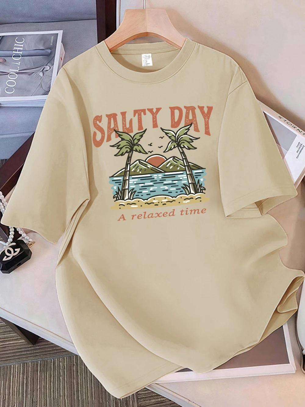 100 Cotton Womens TShirts Summer Salty Day A Relax Time Coconut Tree Beach Prints T Shirt Soft Loose ONeck Tops Basic Clothes S
100 Cotton Womens TShirts Summer Salty Day A Relax Time Coconut Tree Beach Prints T Shirt Soft Loose ONeck Tops Basic Clothes S