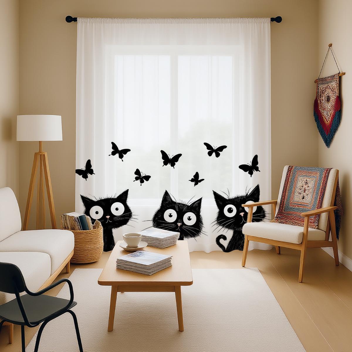 Blackout Piece Black Cat Background Semi Transparent Filter Window Curtain Suitable Living Room Bedroom Polyester With Rod Pocket Washable Area Ready W100*H70(CM)-Grommet top&1PCS
Blackout Piece Black Cat Background Semi Transparent Filter Window Curtain Suitable Living Room Bedroom Polyester With Rod Pocket Washable Area Ready W100*H70(CM)-Grommet top&1PCS