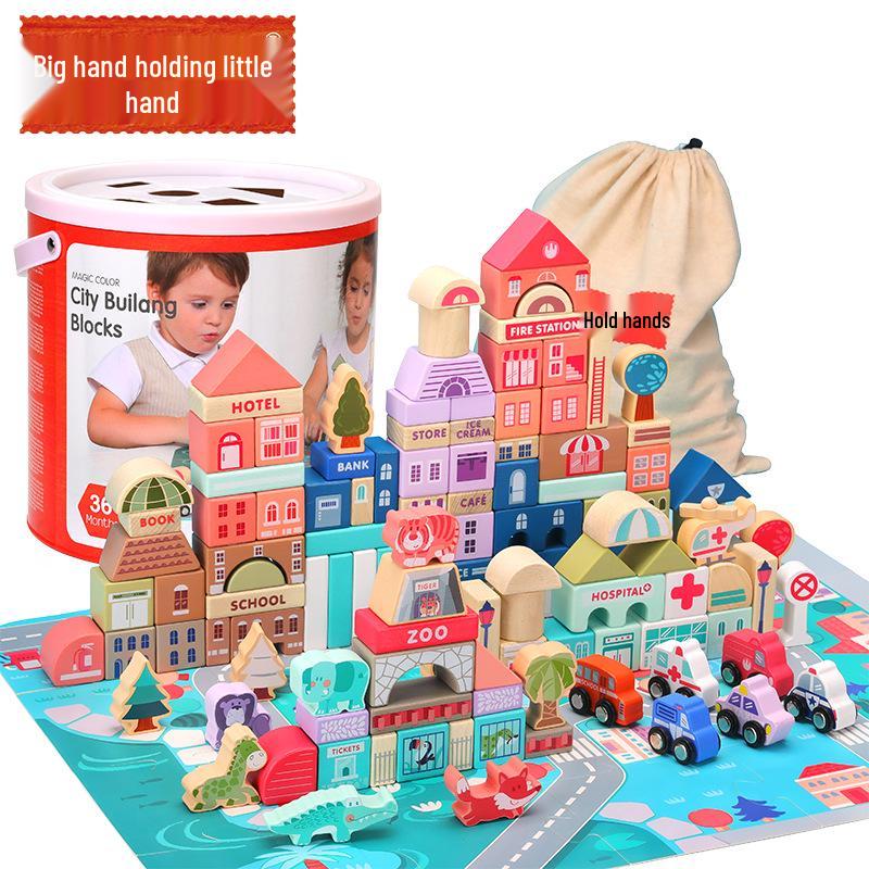 115-Piece Macaron City Scene Educational Wooden Building Blocks Bucket 22.5*22.5*22.5 cm
115-Piece Macaron City Scene Educational Wooden Building Blocks Bucket 22.5*22.5*22.5 cm