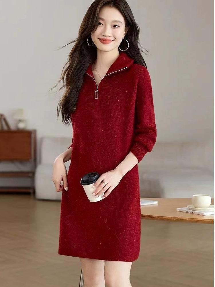 Вязаное платье на молнии, свободное платье-свитер one size красный
Вязаное платье на молнии, свободное платье-свитер one size красный