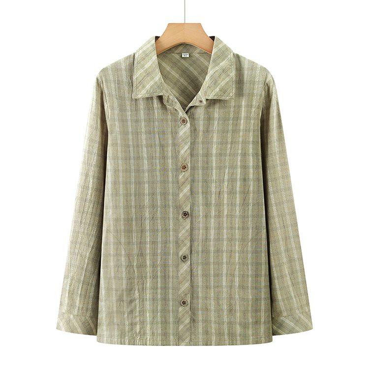 Mom s Spring Plaid Cotton Shirt - Stylish Long-Sleeved Top for Middle-Aged & Elderly Women XL - 90-105 lbs
Mom s Spring Plaid Cotton Shirt - Stylish Long-Sleeved Top for Middle-Aged & Elderly Women XL - 90-105 lbs