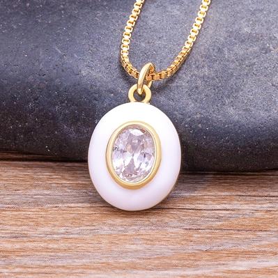 Nidin New Arrival Micro Pave Zircon Oval Enamel Drop Oil Pendant Candy Colors Jewelry Popular Link Chain Necklace Party Gifts білий
Nidin New Arrival Micro Pave Zircon Oval Enamel Drop Oil Pendant Candy Colors Jewelry Popular Link Chain Necklace Party Gifts білий