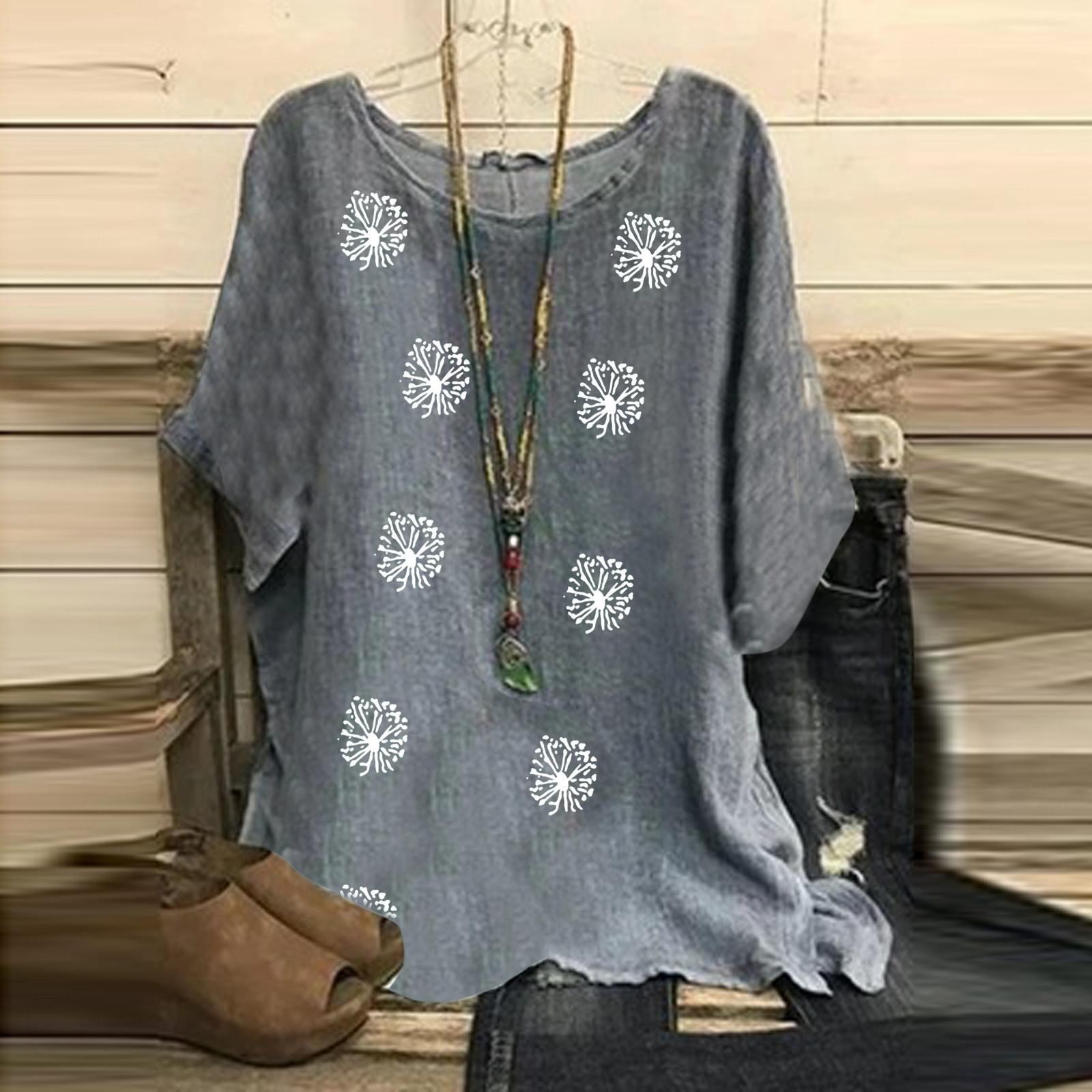 Woman Vintage Cotton-Blend Short Sleeve Floral Print Top T-shirts Blouse L білий
Woman Vintage Cotton-Blend Short Sleeve Floral Print Top T-shirts Blouse L білий