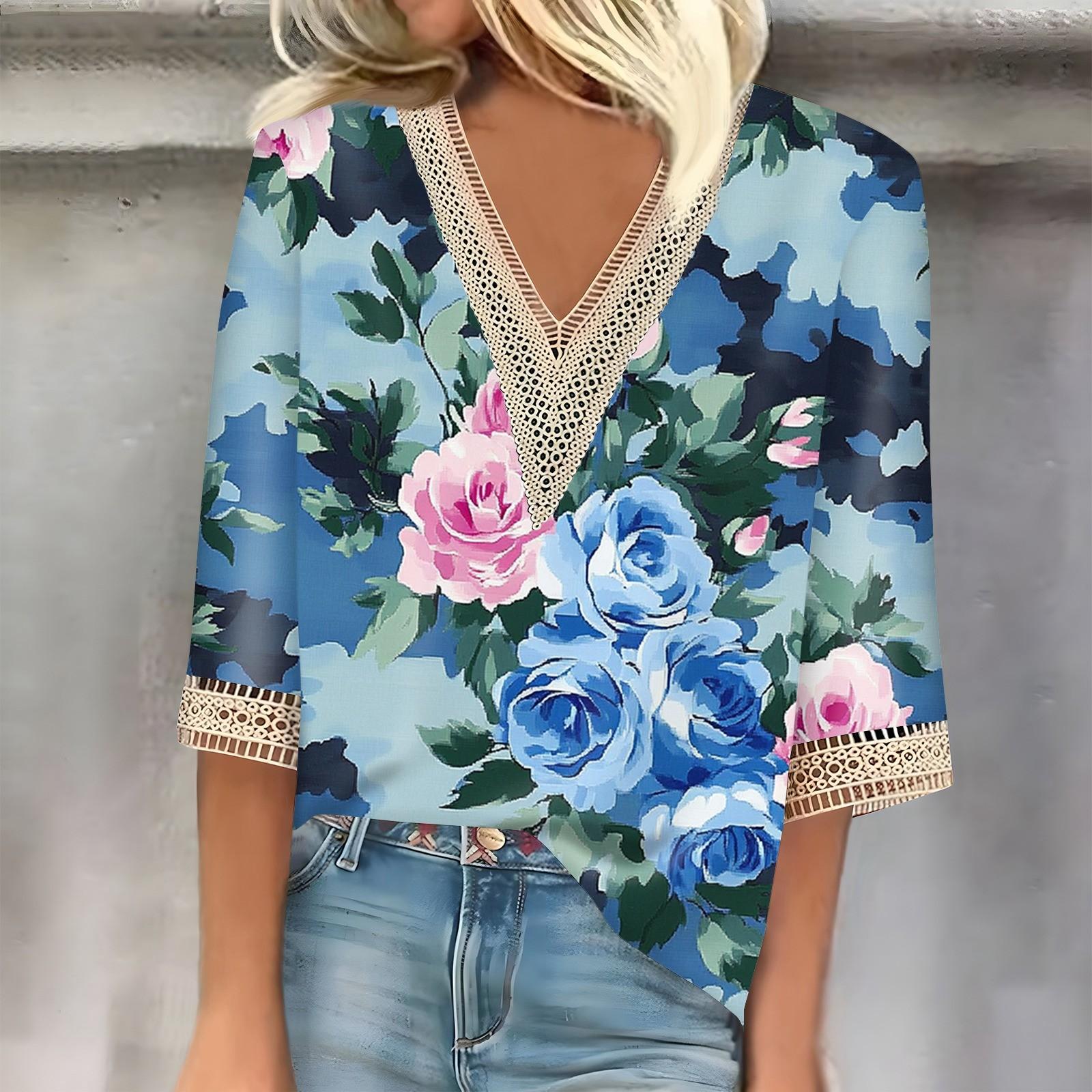 Women s Vintage Print Lace Top With Three-quarter Sleeves Top L синій
Women s Vintage Print Lace Top With Three-quarter Sleeves Top L синій