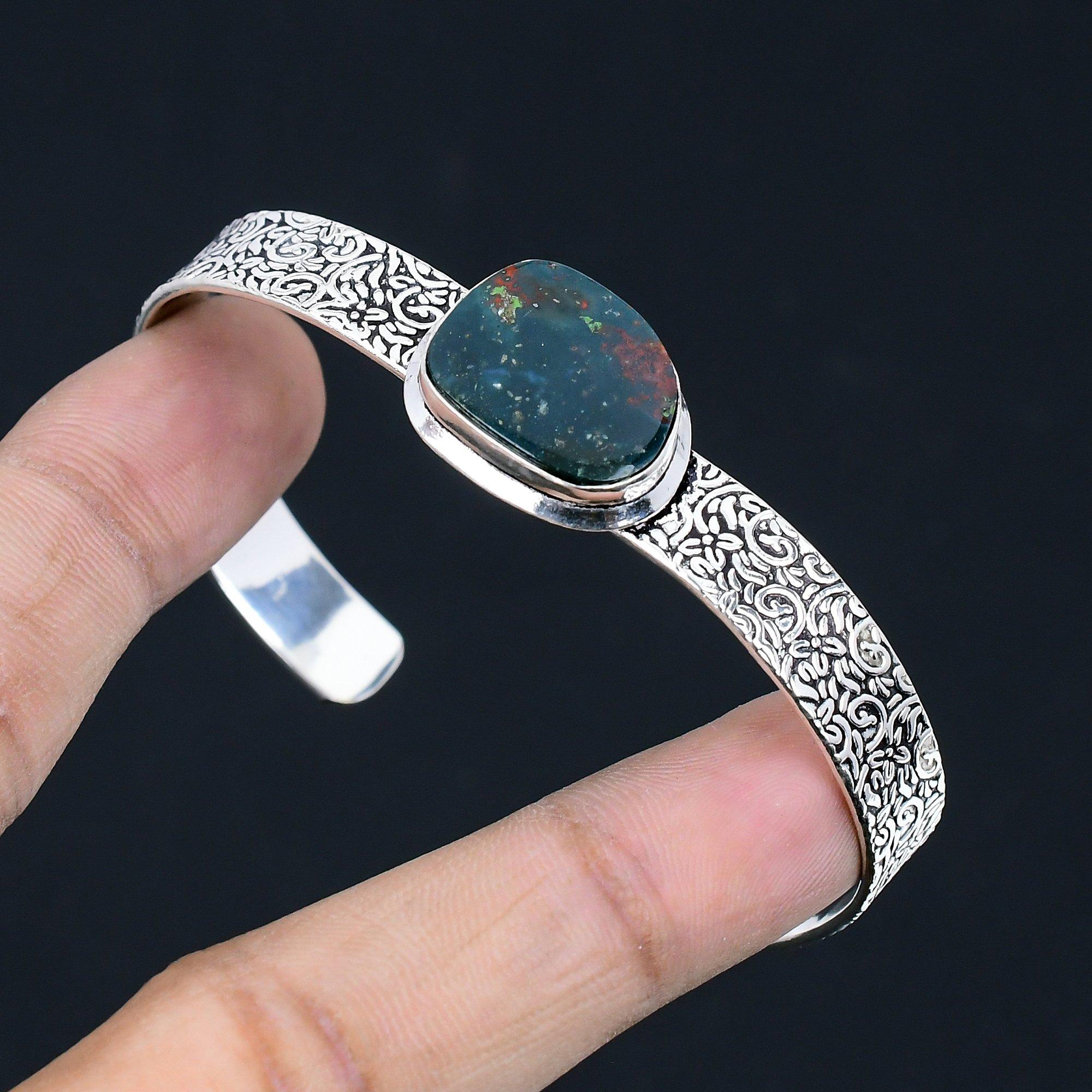 Natural Bloodstone Gemstone Bangle Adjustable 925 Sterling Silver Indian Jewelry Adjustable
Natural Bloodstone Gemstone Bangle Adjustable 925 Sterling Silver Indian Jewelry Adjustable