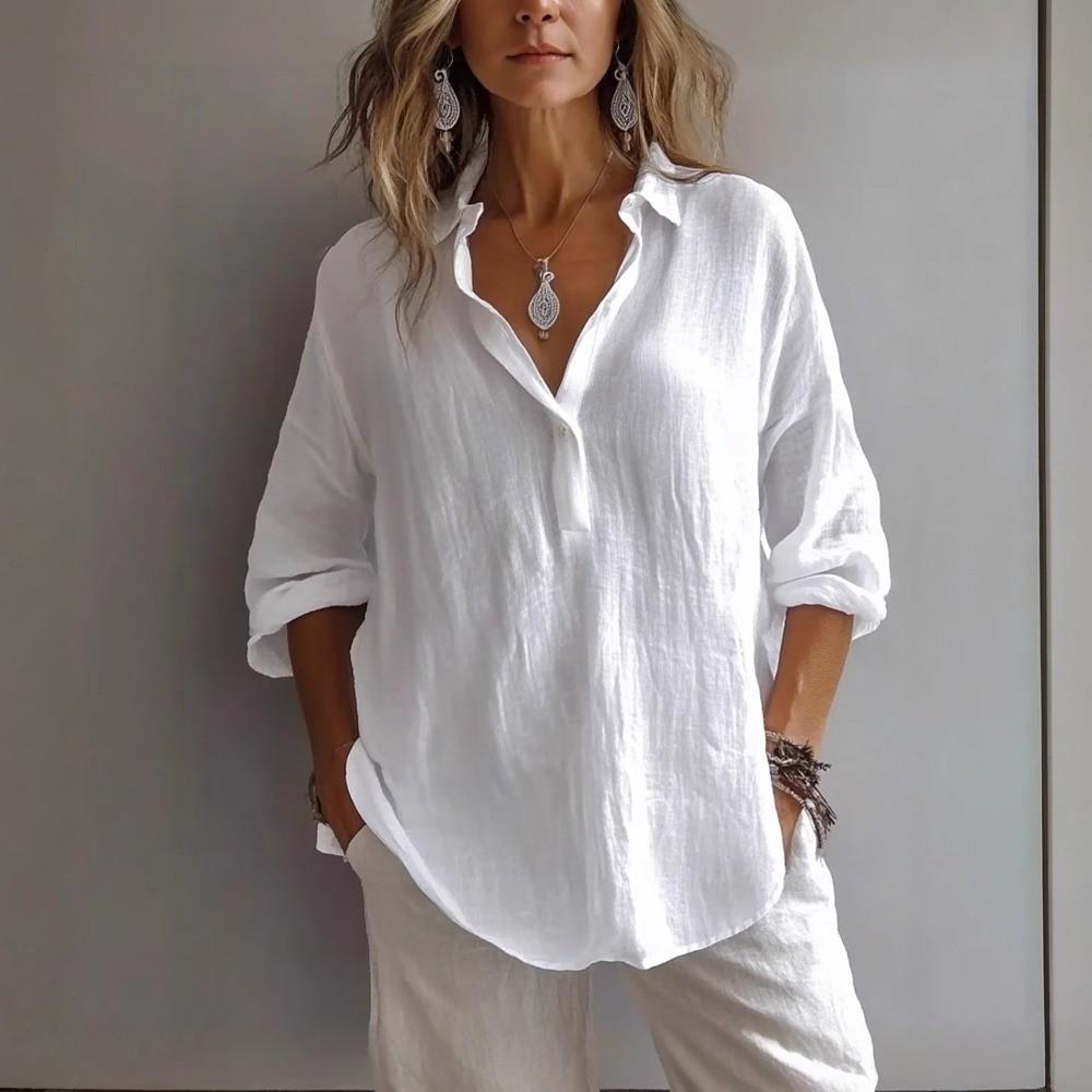 Женская повседневная рубашка свободного покроя с длинным рукавом и круглым вырезом на весну и лето XL белый
Женская повседневная рубашка свободного покроя с длинным рукавом и круглым вырезом на весну и лето XL белый