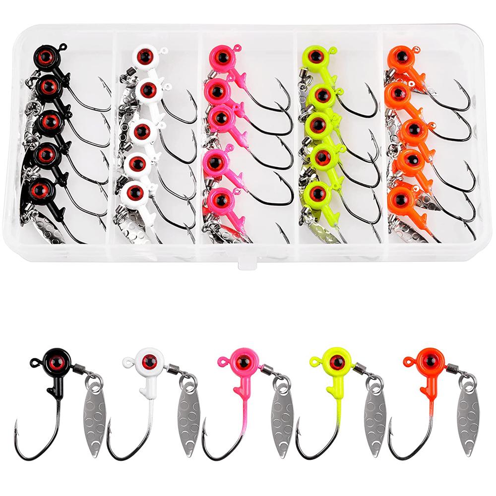 25Pcs/Box Crank Jig Head Hook Jig Bait Fishing Hook With Willow Spoon Spinner Blade Bait For Bass Trout 1/16oz 1/8oz 3/16oz
25Pcs/Box Crank Jig Head Hook Jig Bait Fishing Hook With Willow Spoon Spinner Blade Bait For Bass Trout 1/16oz 1/8oz 3/16oz
