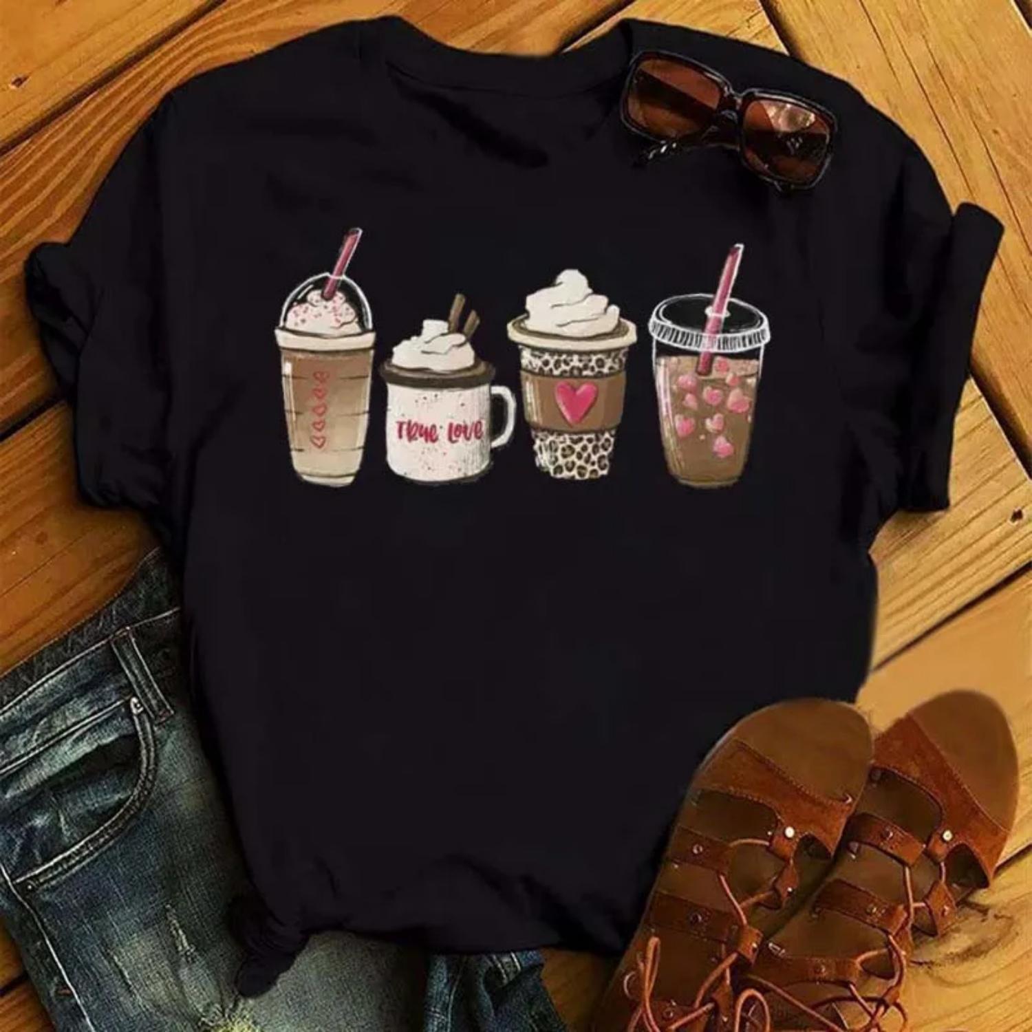 Maycaur Fashion Women T Shirt Harajuku Cute Valentine Coffee Heart Printed Tshirt Funny Short Sleeve T-Shirt Cartoon Tops Tees XXXXXL чорний
Maycaur Fashion Women T Shirt Harajuku Cute Valentine Coffee Heart Printed Tshirt Funny Short Sleeve T-Shirt Cartoon Tops Tees XXXXXL чорний