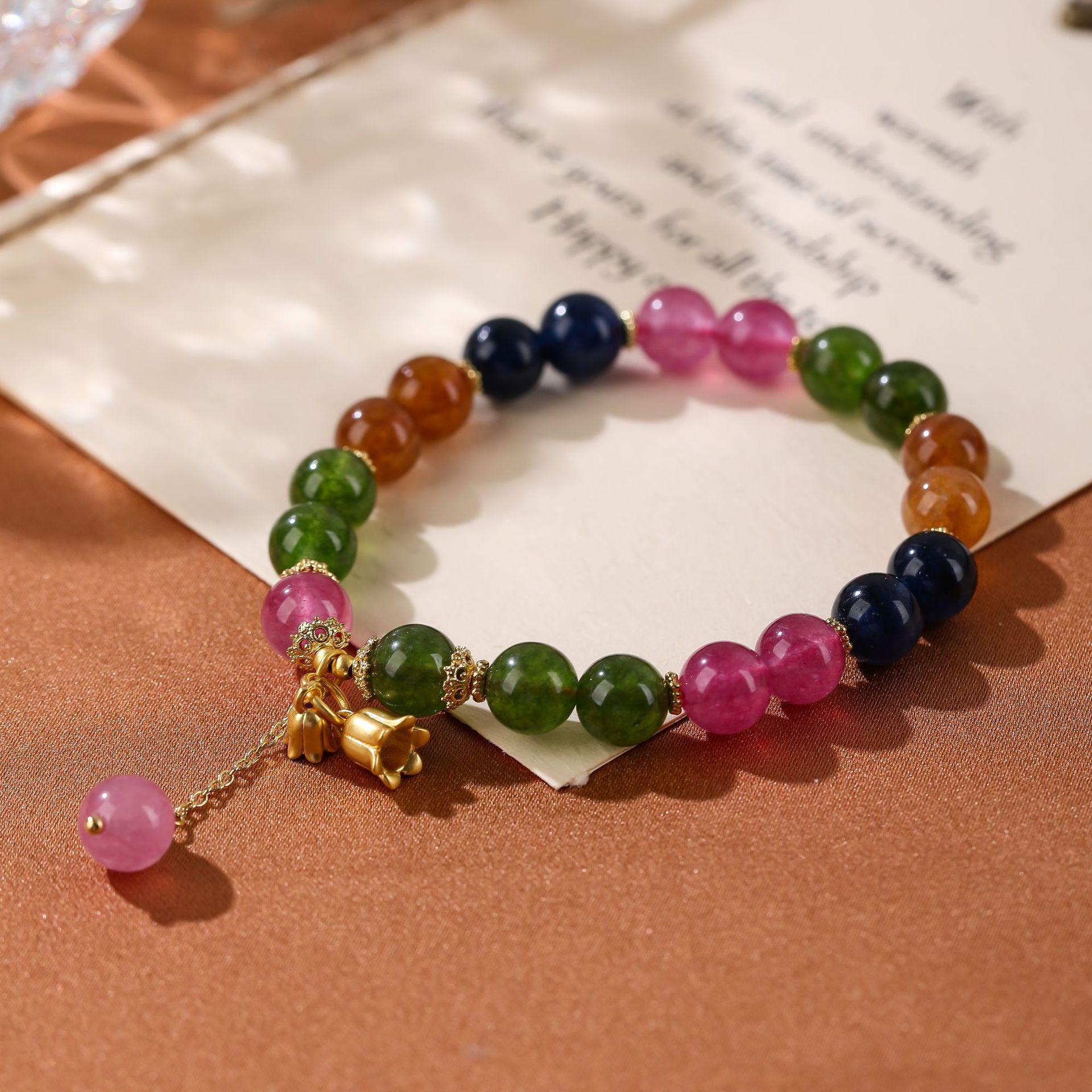 High quality tourmaline spacer bracelet gold 925 silver hanging bead bell women s bracelet wholesale in stock
High quality tourmaline spacer bracelet gold 925 silver hanging bead bell women s bracelet wholesale in stock