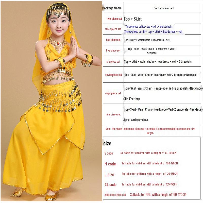 Дитячий індійський танцювальний костюм - Наряд для танцю живота та етнічних виступів для дівчаток Adult Small = Suitable for 150-160cm
Дитячий індійський танцювальний костюм - Наряд для танцю живота та етнічних виступів для дівчаток Adult Small = Suitable for 150-160cm