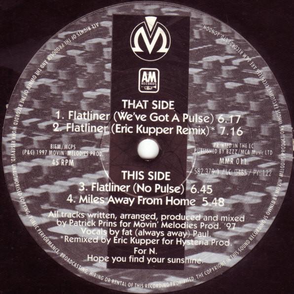 12inch Record MOVIN MELODIES - Flatliner MMR011 Movin Melodies 1997 UK Dance & Electronica Used
12inch Record MOVIN MELODIES - Flatliner MMR011 Movin Melodies 1997 UK Dance & Electronica Used