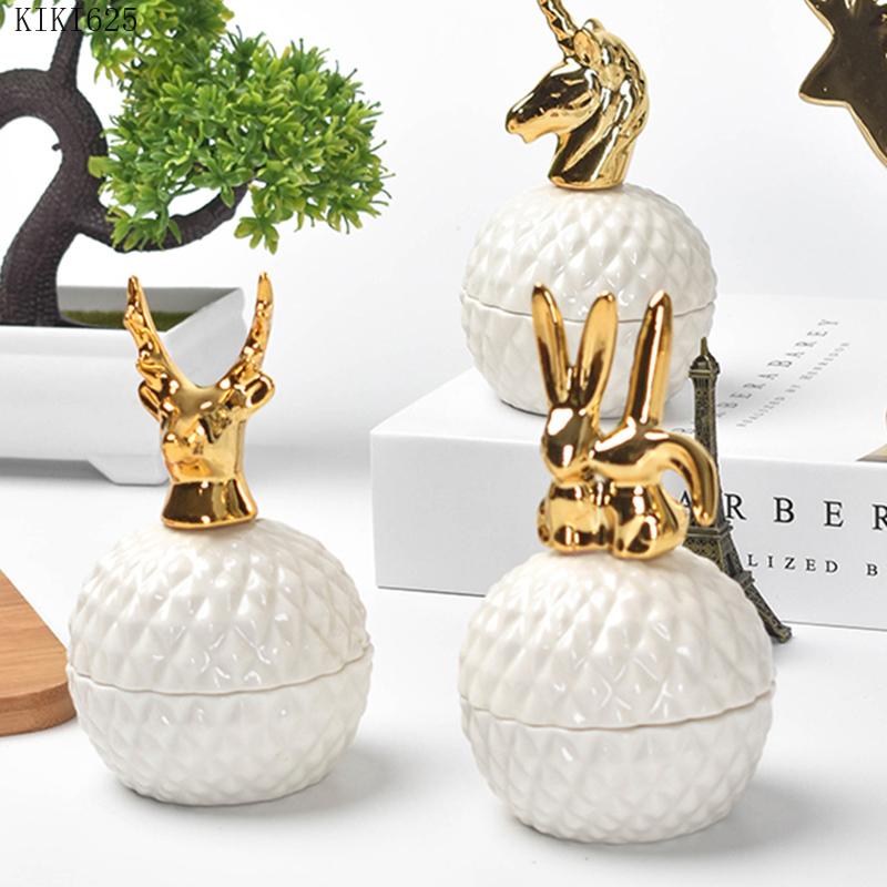 European Ceramic White Storage Jar Golden Animal Jewelry Box Household Round Candy Small Object Storage Jar Exquisite Decoration
European Ceramic White Storage Jar Golden Animal Jewelry Box Household Round Candy Small Object Storage Jar Exquisite Decoration