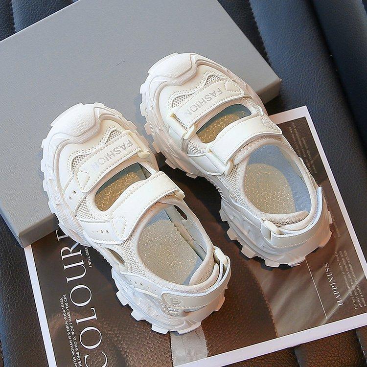 Детские сандалии 2025 лето новые мальчики повседневная обувь нескользящая мягкая подошва девочки спортивная пляжная обувь сумка голова 37