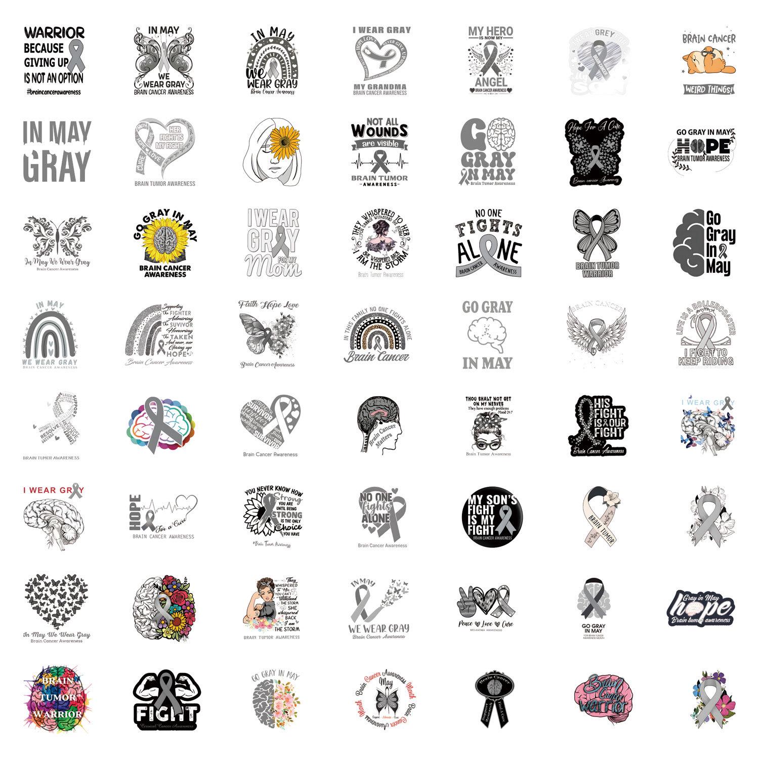 55-Piece Brain Cancer Awareness Waterproof Graffiti Stickers for Planner, Water Bottle, and Computer Decoration
55-Piece Brain Cancer Awareness Waterproof Graffiti Stickers for Planner, Water Bottle, and Computer Decoration