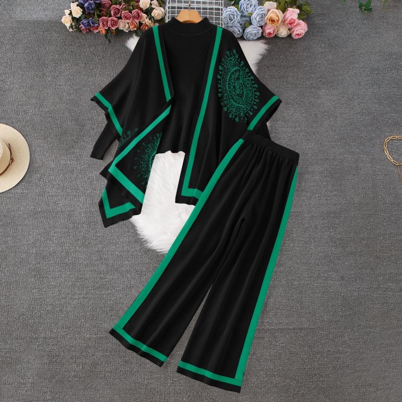 Осенне-зимний вязаный свитер с принтом, брюки, комплект из 3 предметов, женские шали, накидка и свитера с длинными рукавами, широкие брюки, спортивный костюм One Size зелёный
Осенне-зимний вязаный свитер с принтом, брюки, комплект из 3 предметов, женские шали, накидка и свитера с длинными рукавами, широкие брюки, спортивный костюм One Size зелёный