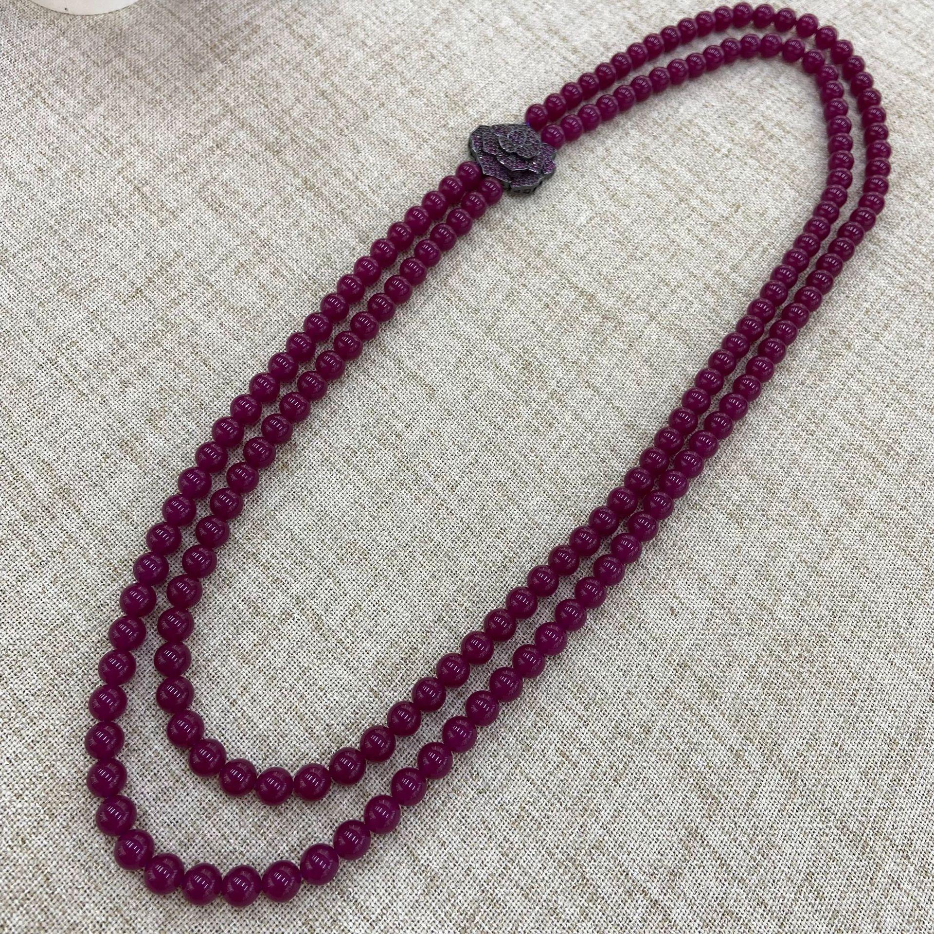 Camellia Full Of Zirconium Purple Chalcedony Double-Layer Beaded Long Necklace Women S Versatile High-End Sweater Chain Autumn And Winter
Camellia Full Of Zirconium Purple Chalcedony Double-Layer Beaded Long Necklace Women S Versatile High-End Sweater Chain Autumn And Winter